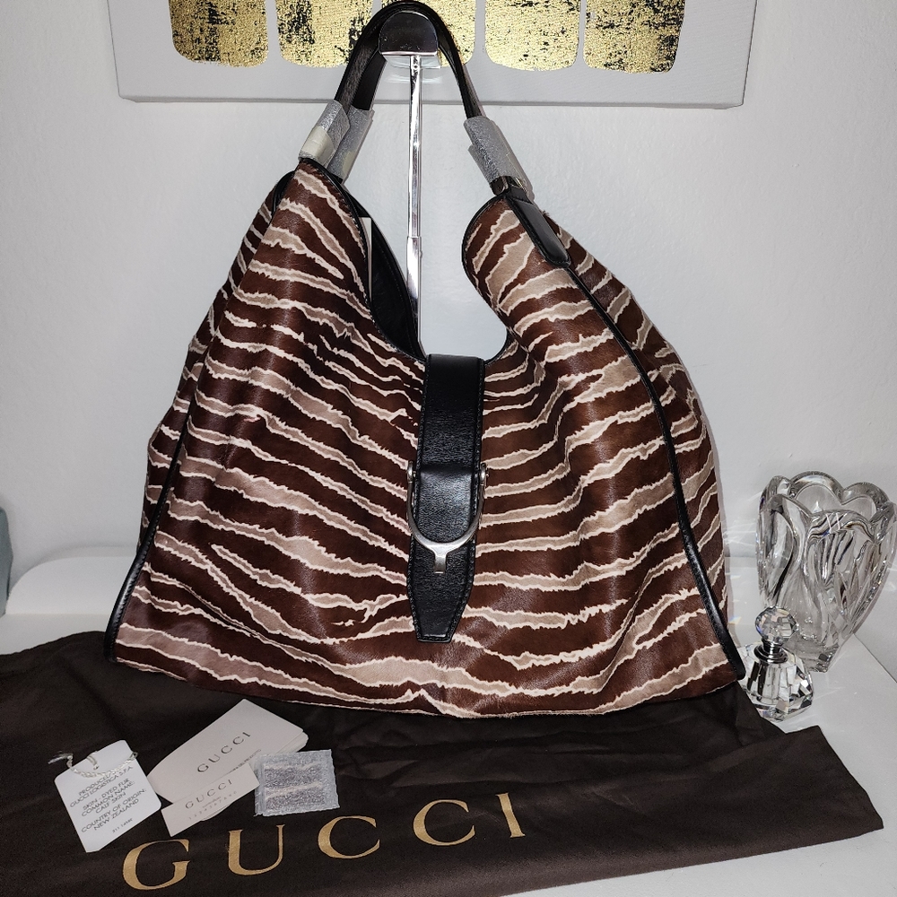 Gucci Ponyhair Stirrup Hobo Handbag